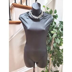 Boutique Peach Threads Black Polyester High Neck Sleeveless One-Piece Bodysuit M